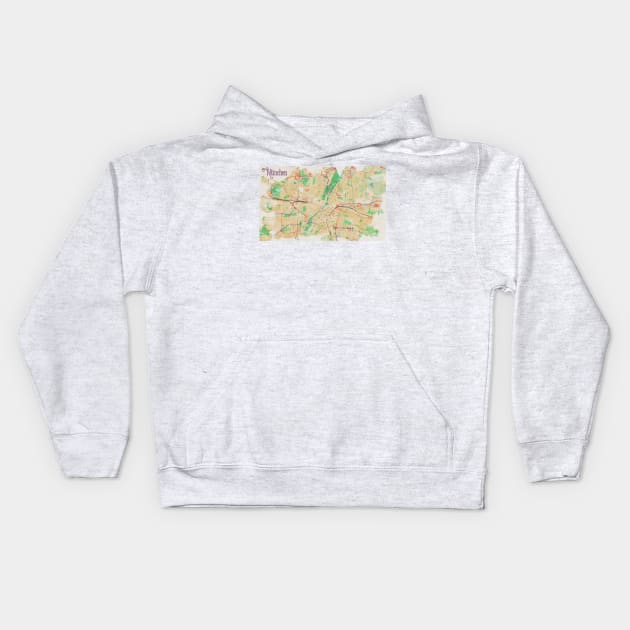 Munich in Watercolor Kids Hoodie by rouages